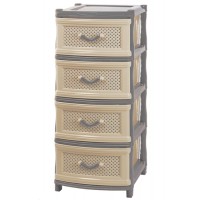 Комод 4 секции 40*48*98см./светло-серый/Классика (сетка)/Эльфпласт/1/1