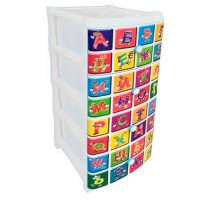 Комод 4 секции 40*48*98см./белый/Алфавит/Эльфпласт/1/1