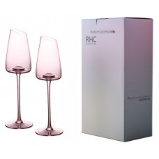 Набор бокалов для шампанского 2шт. 250мл. 4,2*7,5*26см./розовое стекло/подарочная упаковка