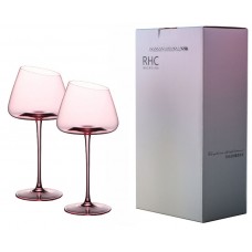 Набор бокалов для вина 2шт. 650мл. 7,8*9*25см./розовое стекло/подарочная упаковка