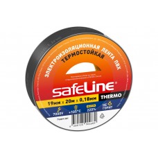 Изолента THERMO 19 мм х 20 м х 0,18 мм, черный, термостойкая/МИН10/Safeline/Фотон/1/10/200