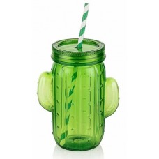 Бутылка для напитков с трубочкой 450мл./зеленый/Cactus/Phibo/Бытпласт/1/48