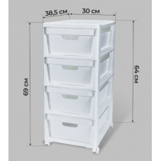 Комод на колесах luxe, 4 ящика, 300х385х690 мм (белый)/Бытпласт/1/1