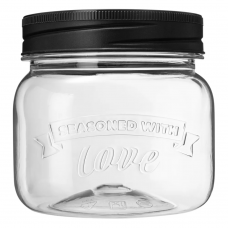Банка квадратная с эмбоссингом love kitchen 0,6л (черный)/Бытпласт/1/12