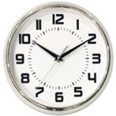 Часы настенные, 25 см, в хромированном канте, белые, пластик,1хАА/Chrono/LADECOR/ГЦ/1/1/12