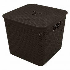 Корзина для хранения со съемной крышкой 30л./темный каштан/Keeplex Rattan/Пластик Репаблик/1/5